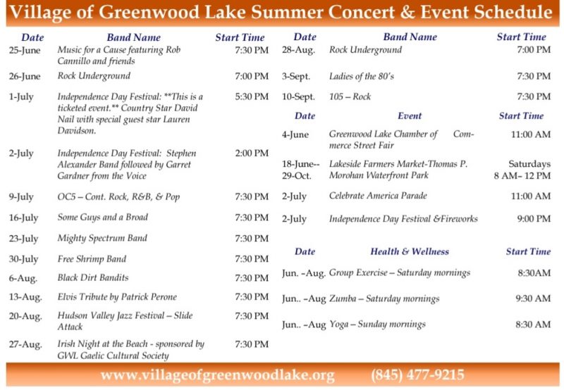 Greenwood Lake Summer Concert Series at Thomas P. Morahan Waterfront